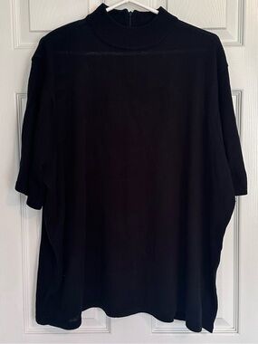 Black Cropped Sleeve Mock Neck Sweater